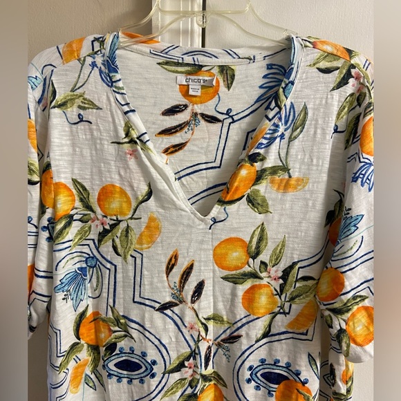 Chico’s notch neck tropical print tee women XL - Picture 5 of 8
